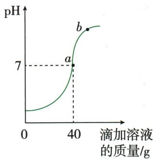 pH随滴加NaOH溶液质量变化的曲线，a点对应40g