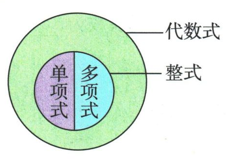 代数式包含整式,整式由单项式与多项式组成