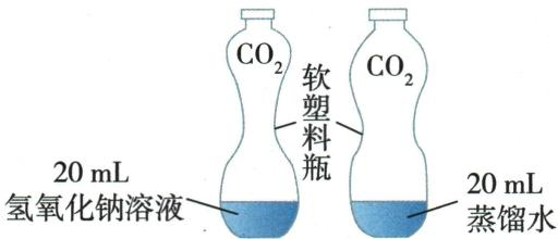 两瓶二氧化碳分别加入碱液和水