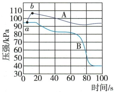 两组实验的压强随时间曲线