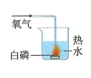 热水中白磷得到氧气后的课堂实验示意