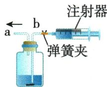 注射器由b端供液，气体由a端导出的模型