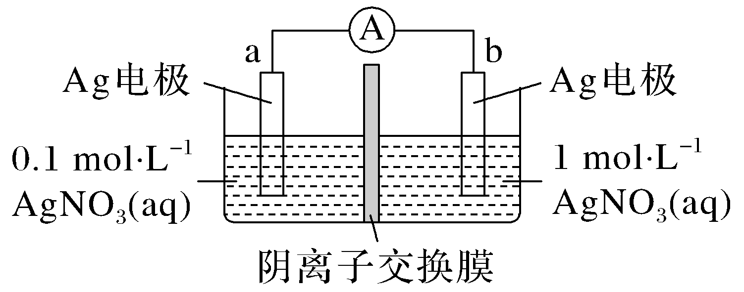 同银电极两侧硝酸银浓度和阴离子交换膜