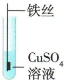 实验B：铁丝置于硫酸铜溶液中