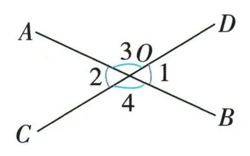 对顶角：1与2、3与4