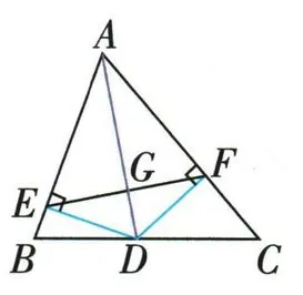 角BAC内的AD与EF交于G，DE垂直AB、DF垂直AC