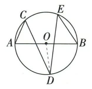 补半径OD，比较AOD和BOD两个中心角