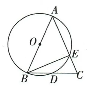等腰三角形ABC的边AC、BC分别交直径圆于E、D