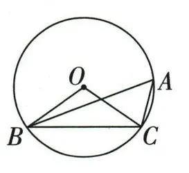 弦BC、两条半径OB、OC与圆周角A
