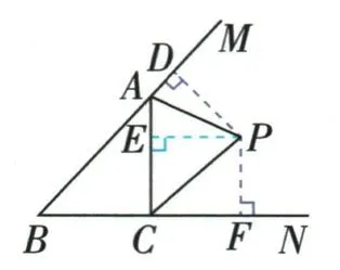 从P向三条边所在直线作垂线