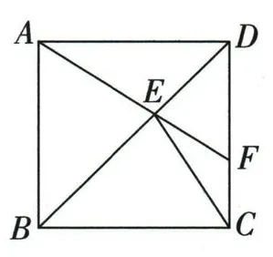 正方形ABCD中，E在BD上，AE延长至CD上的F